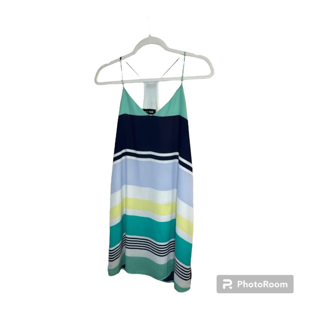 Light and Super Cute Dress. Mini Dress Sz Small Navy, White, Yellow, Teal Stripe